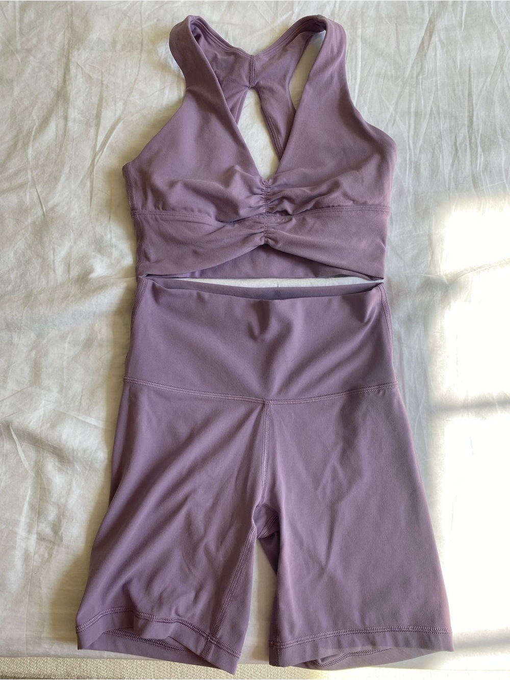 Aritzia TNAction Set - Racerback Crop & High-Waist Biker Shorts
